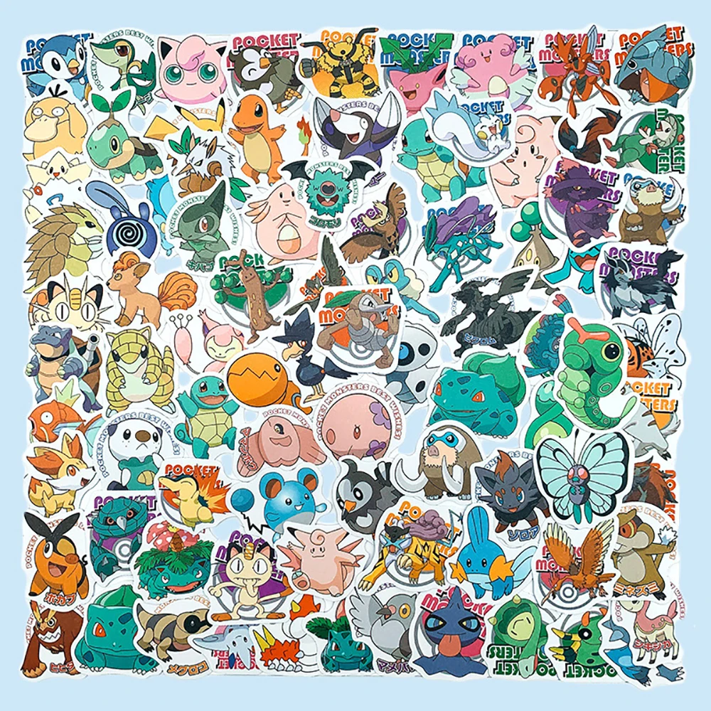 10/30/50/100PCS Cute Pokemon Pikachu Anime Stickers Decals DIY Skateboard Motorcycle Luggage Phone Car Waterproof Graffiti Toys