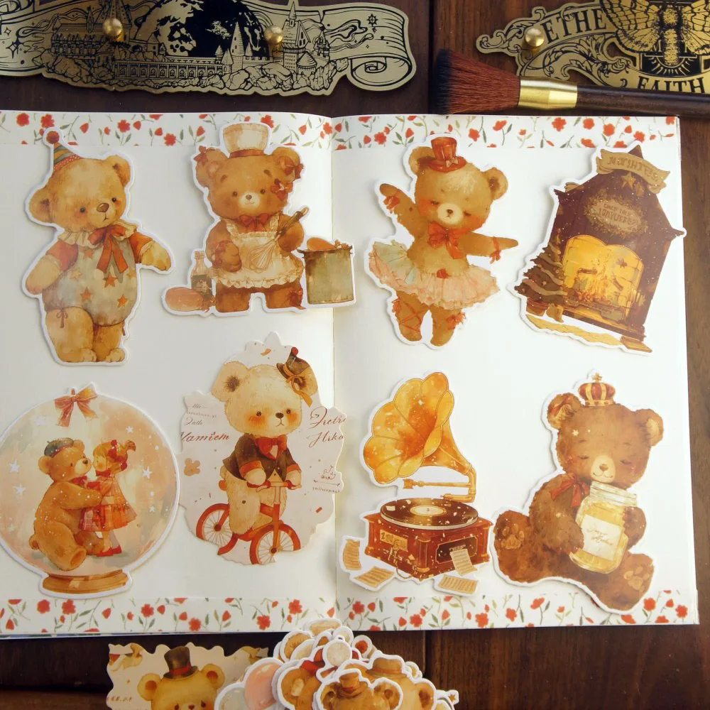 

15pcs Furry Yellow Orange Brown Bear Toy Card As Party Invitation DIY Decoration Gift Message Card Postcard Scrapbooking Use