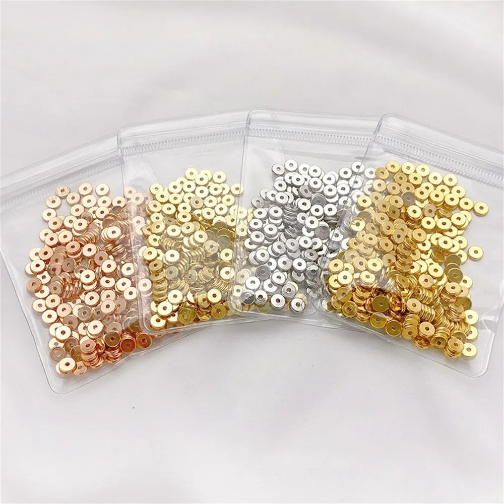 14K Gold-Color Flat Spacer Gasket Beaded Spacer Handmade DIY Bracelet Necklace Jewelry Material L198