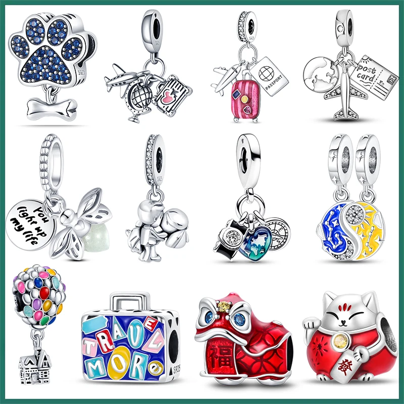 

Charms Fit Pandora 925 Original Bracelets Auspicious lucky cat Luminous Firefly 925 Silver Charms Beads Fine DIY Jewelry Making