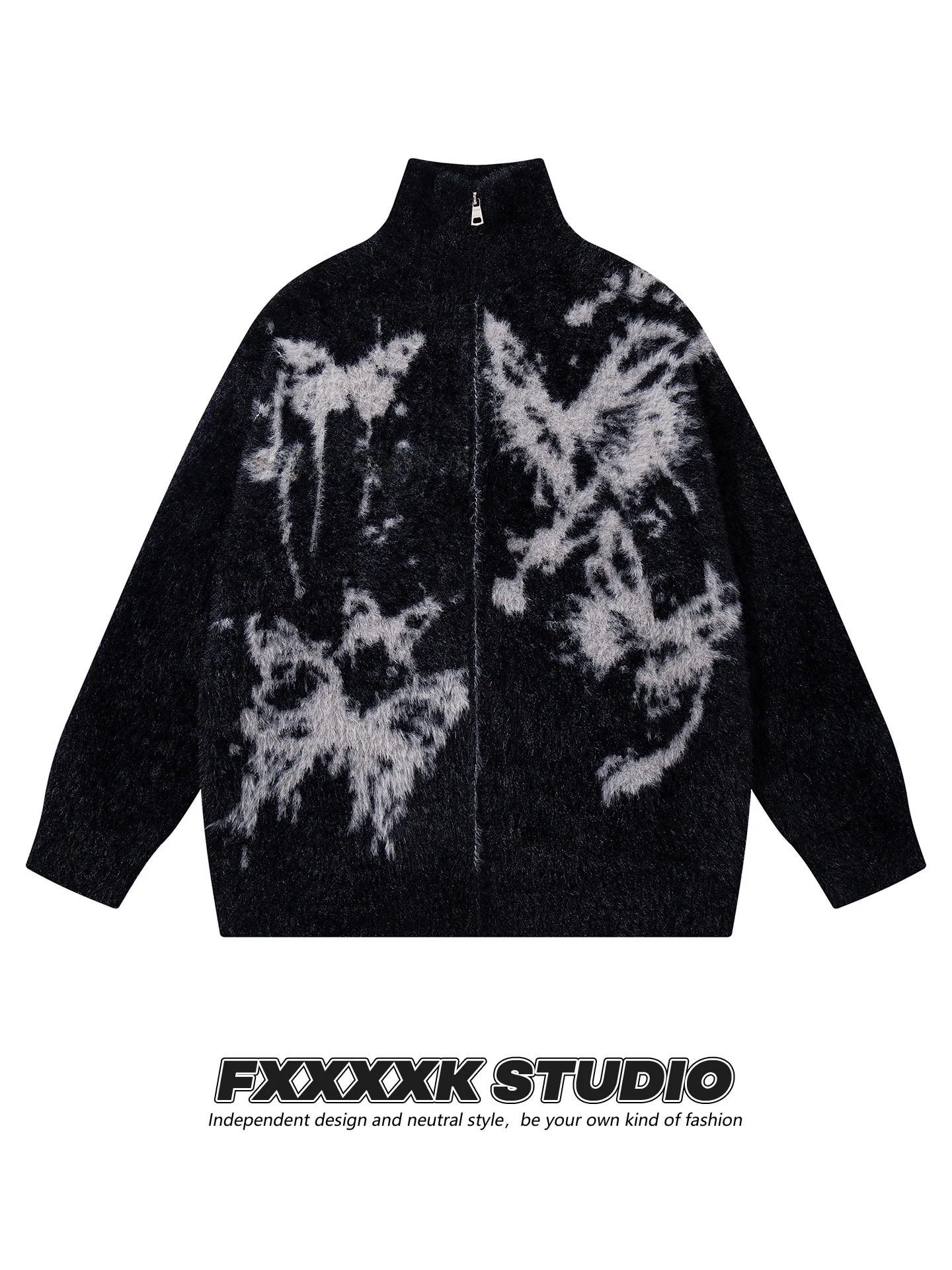 

Свитер FXK в американском стиле, свободный крой, с вышивкой, вязаный, повседневный, из мягкого полиэфирного волокна, на молнии...