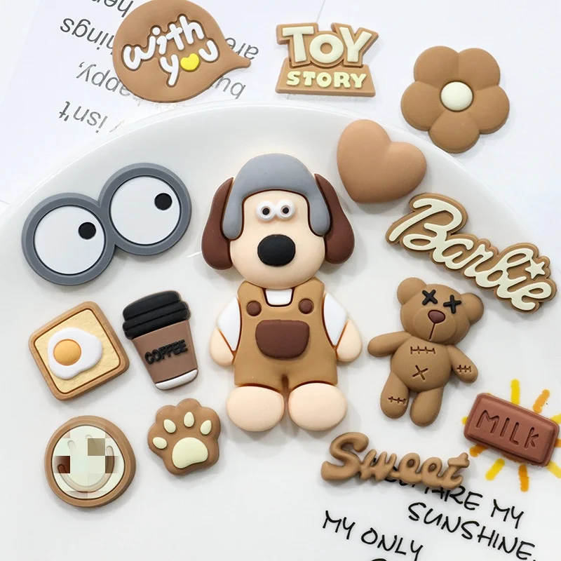 MINISO New Cute Cartoon Anime Dog and Bear PVC Charm Shoes Accessories Garden Shoes Sandals DIY Decoration Festival Party Gifts