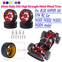 65mm Rally CNC High Strength Metal Wheel Tires MJX HYPER GO 14303 14304 14302 14301 1/14 RC car  Modification parts