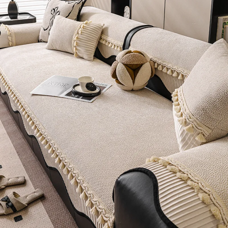 Irregular Simple Chenille Sofa Mat Four Seasons Universal Non-slip Wear-resistant Dust-proof Couch Slipcover Home Decor