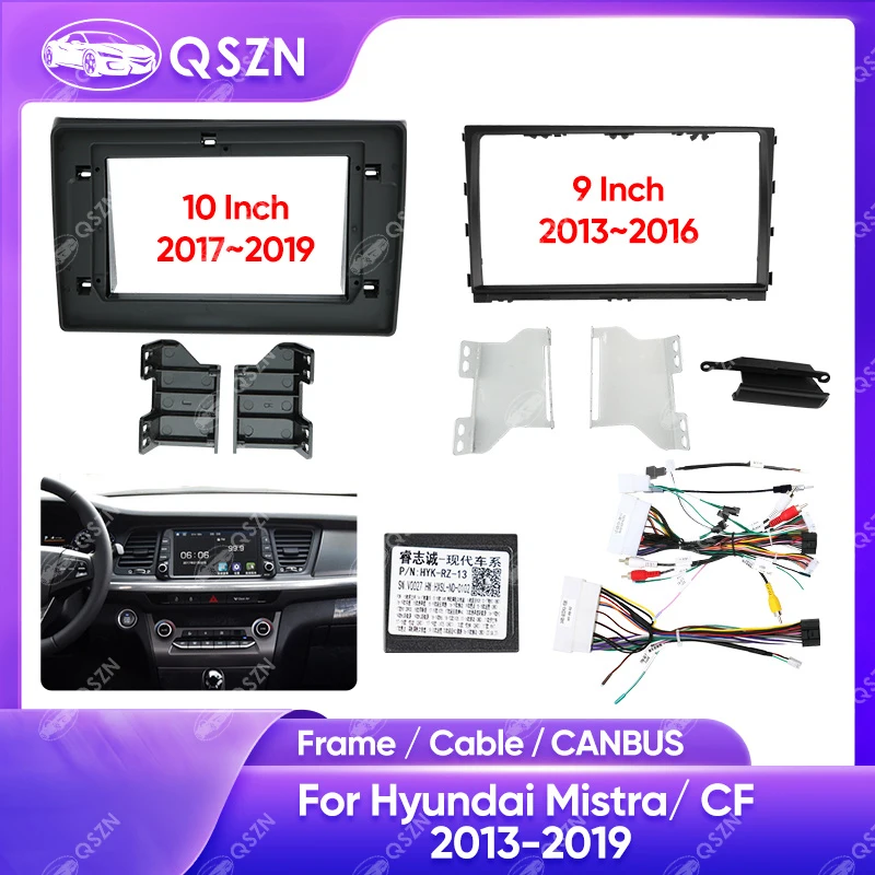 QSZN 10 Inch Car Radio Frame For HYUNDAI MISTRA/ CF 2017 2018 2019 FIT ABS PC Plastic Fascia Dashboard Matten Black LHD/RHD