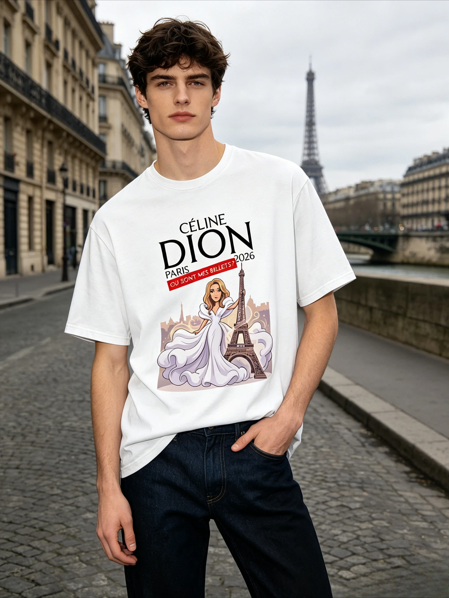 2026 European City Art Print T-shirt Unisex Summer Short Sleeve Eiffel Tower Pattern Casual Tee Tops
