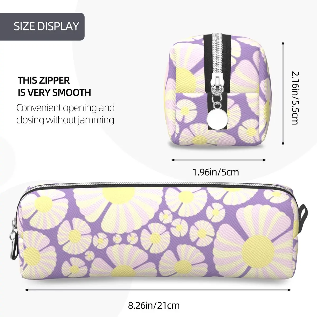 Happy Daisy Pencil Case Cute Flower Floral Pen Holder Bags Girls Boys Large Storage Office Zipper Pencilcases