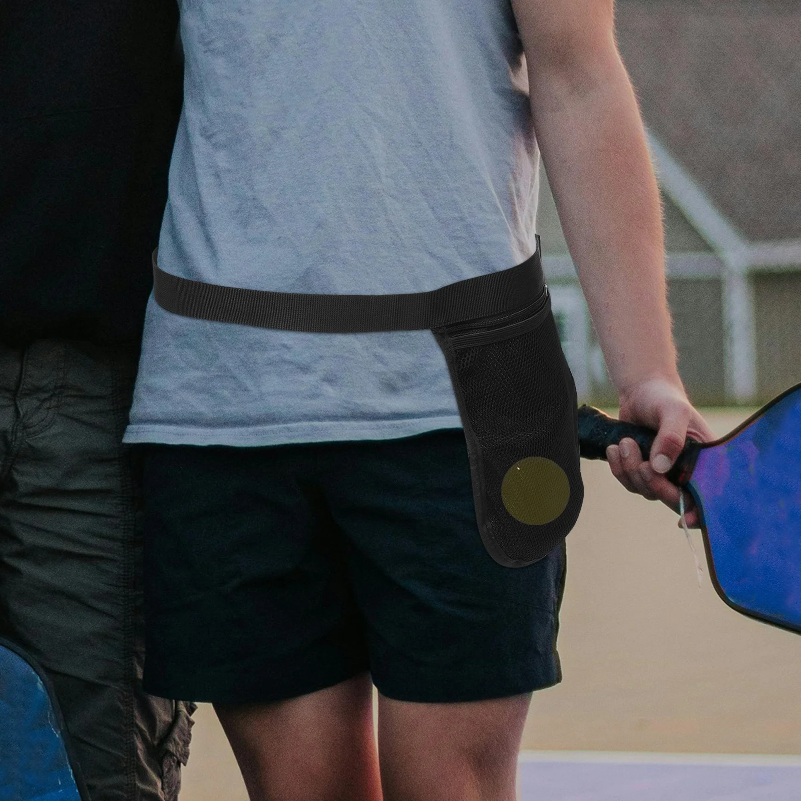 حقيبة تخزين تنس خفيفة الوزن للكرات، حقيبة شبكية متعددة الأغراض، تصميم محمول على الخصر لممارسة التدريب في الهواء الطلق