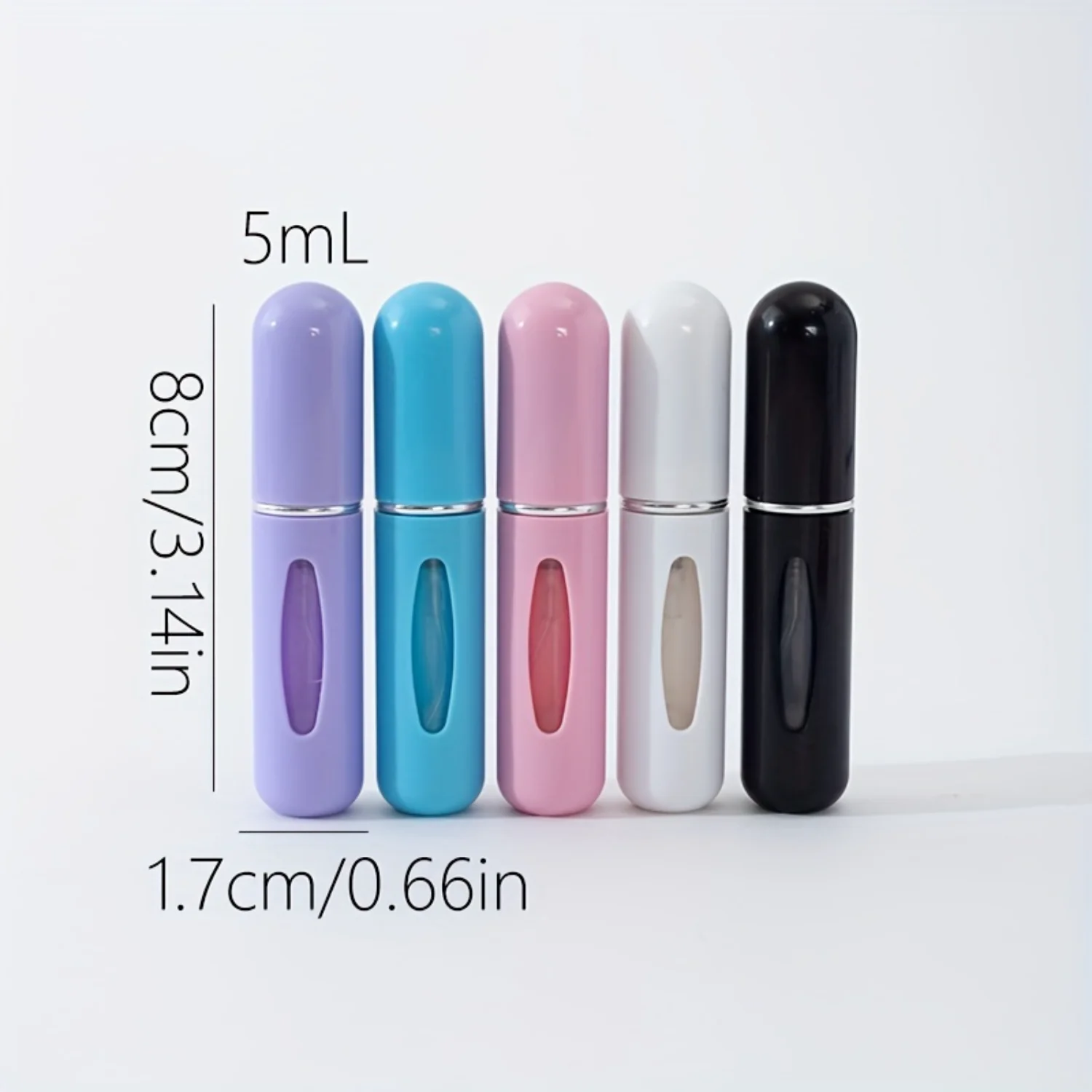 5 шт. Набор распылителей для духов премиум-класса для путешествий — стильные, герметичные, многоразовые мини-бутылки емкостью 5 мл — портативный, многоразовый образец макияжа C
