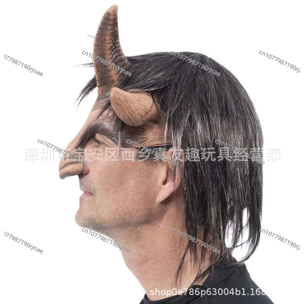 Horn Mask Halloween Animal Mask Cosplay Dress up Props Horror Cornu Caprae Hircus Headgear