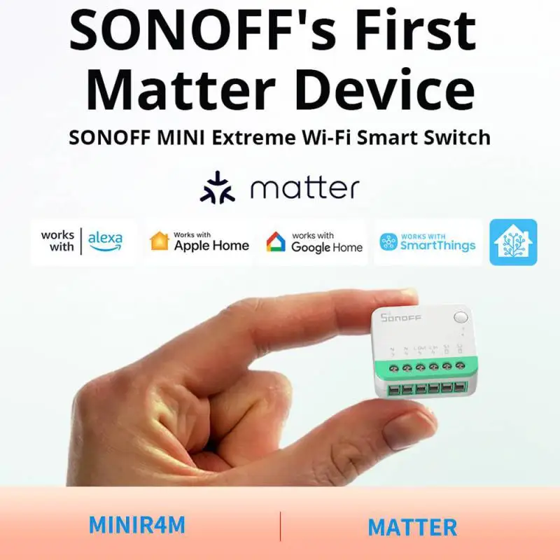 SONOFF MINIR4M Matter WiFi relè interruttore a 2 vie funziona con Apple Home abilitato per la materia Google Home Assistant Alexa Smartthings