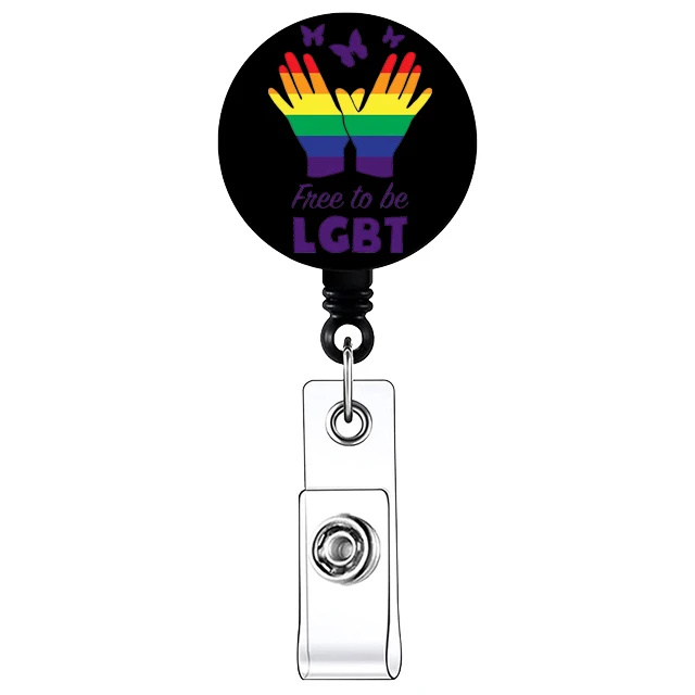 A2363 Arco-Íris Dos Desenhos Animados Gay LGBT Emblema Carretel Retrátil ID Lanyard Nome Tag Cartão Crachá Titular Clipe Médico Enfermeira Escritório Suprimentos