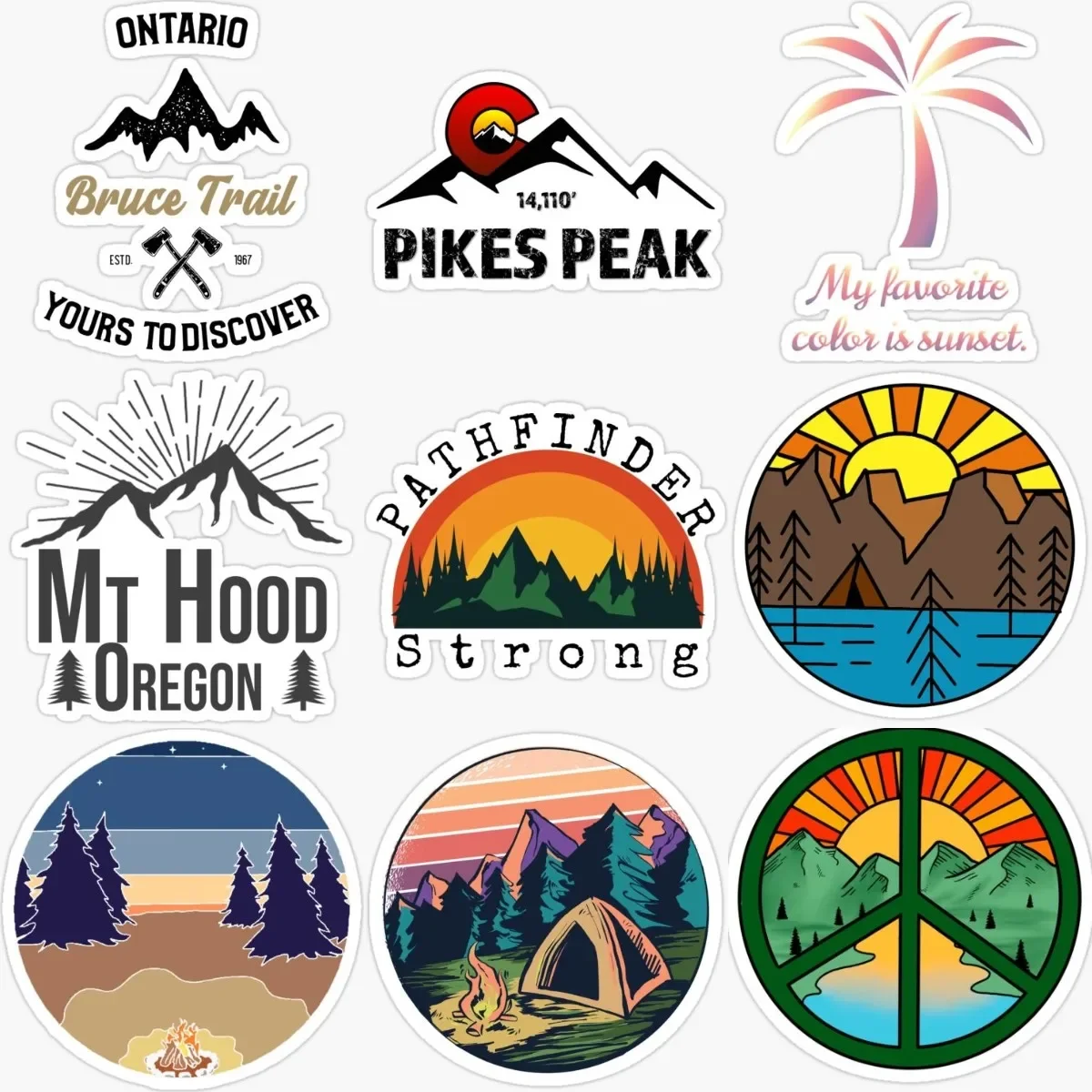 

Sunset Camping Adventure Awaits Creative PVC Waterproof Stickers Accessories for Decorate Car Van Wall Suv Off-road Camper