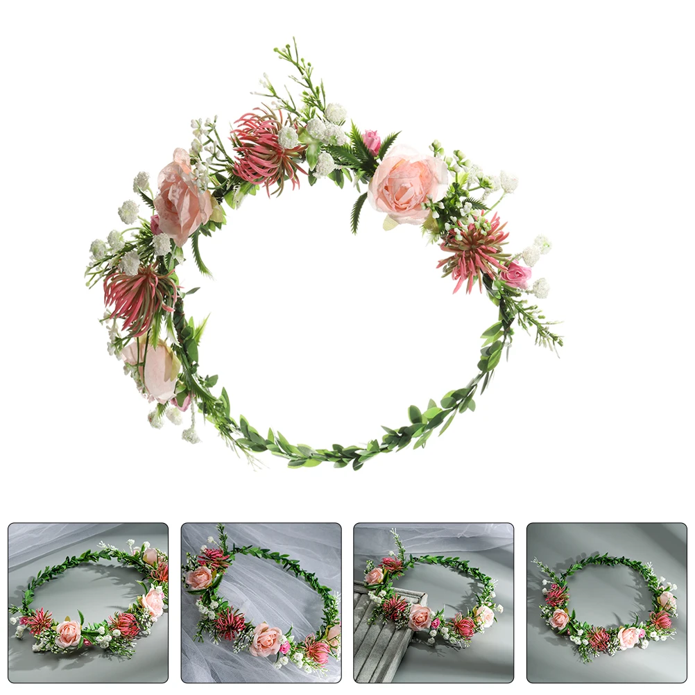 

Flower Crown Headband Hair Wreath Bridal Garland Headdress Wedding Party Photo Flower Headpiece Women Accessories