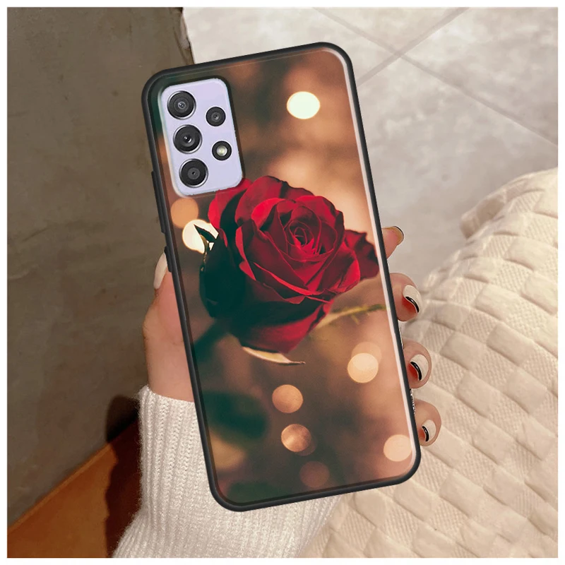 Bright Red Roses Flowers Case For Samsung Galaxy A14 A34 A54 A12 A22 A32 A42 A52 A13 A23 A33 A53 A50 A51 A71 Cover