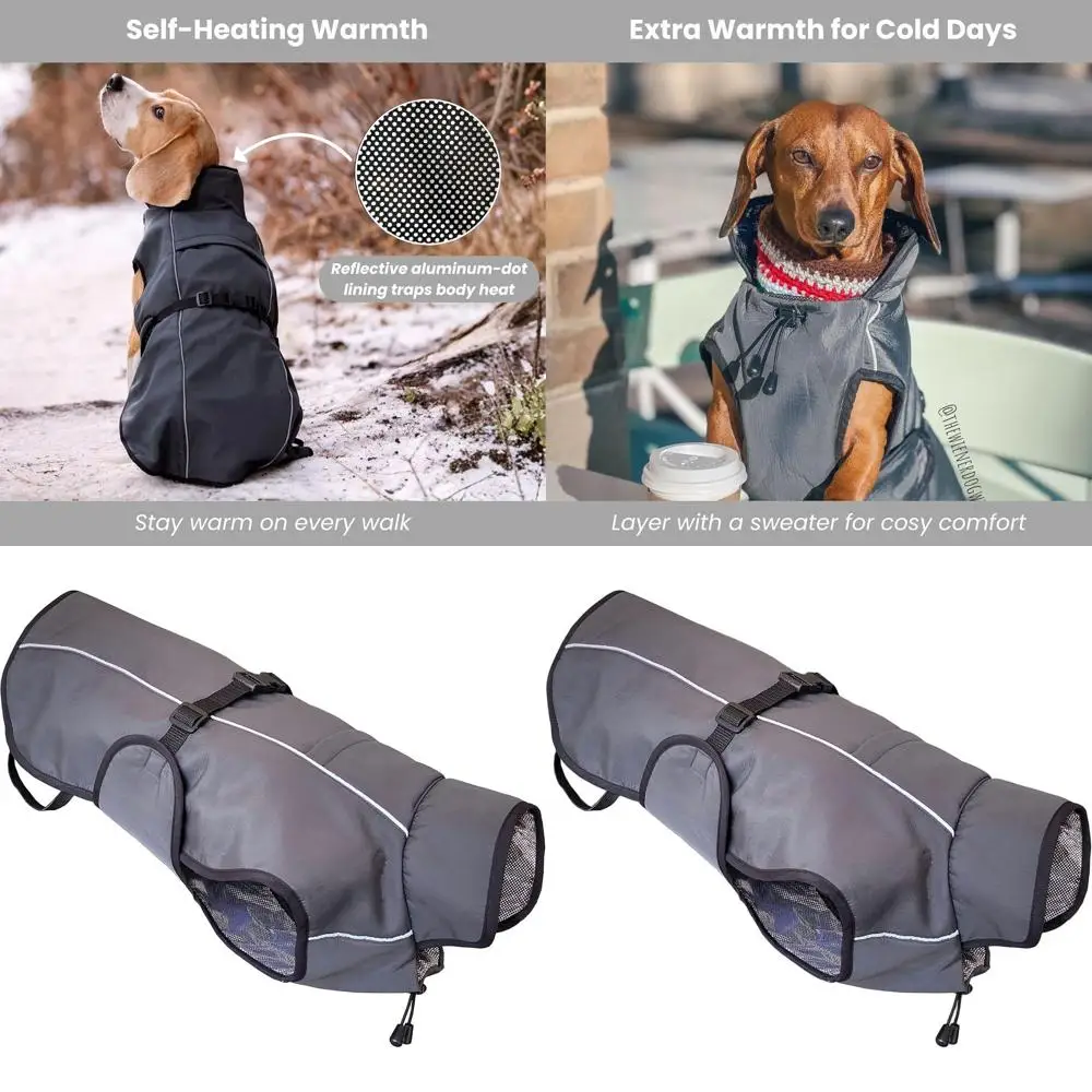 

Thermo-Insulated Waterproof Dog Jacket - 3XL Size, Easy Clip, Lightweight, Hair-Free Lining for Large Dogs