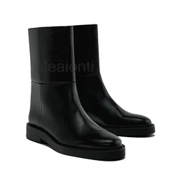 2024 Autumn Rain Boots Women Winter Warm Thick-soled Platform Chelsea Ankle Boots British Style Vintage Shoes Botas Mujer