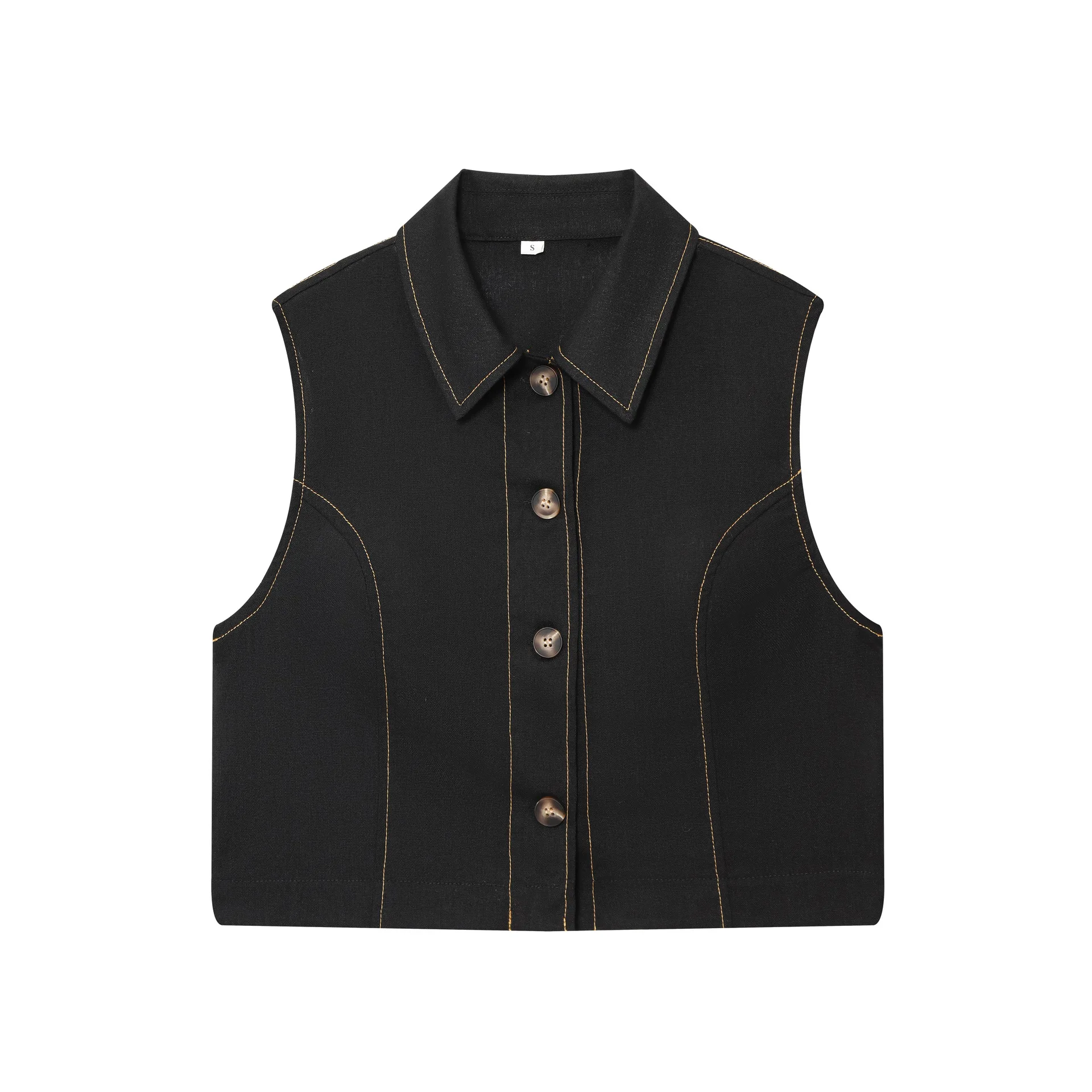 

European and American 2025 autumn new product retro women's clothing contrasting color single-breasted vest vest for women