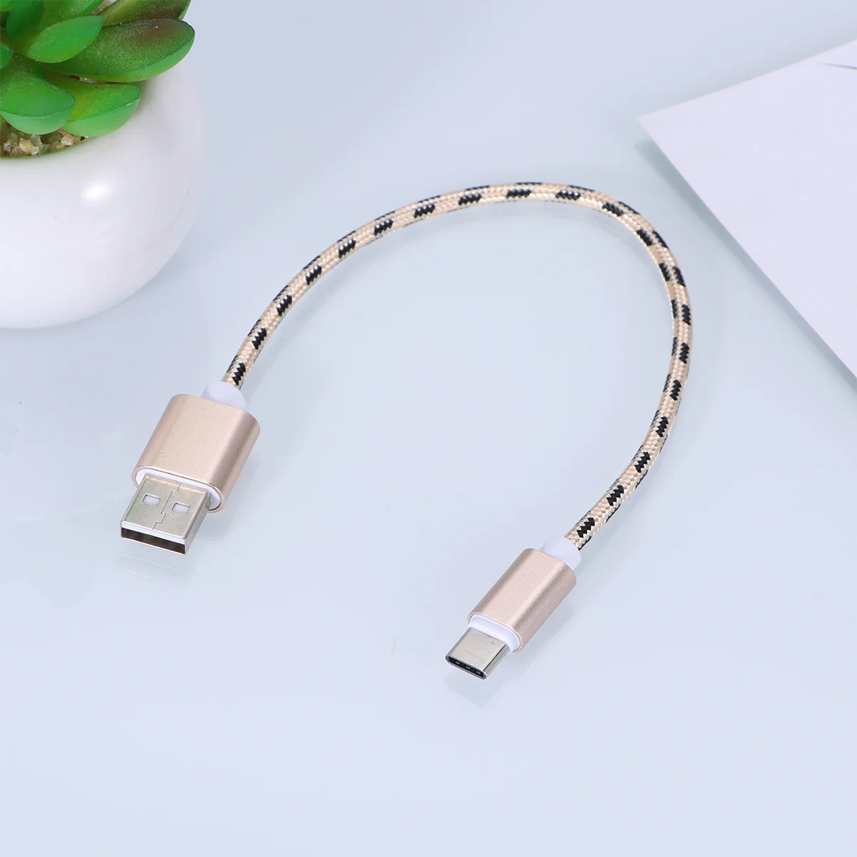 

USB-кабель Type-C, золотой, 0,25 м, нейлоновая оплетка, шнур для быстрой зарядки, прочный шнур для синхронизации данных для мобильных устройств