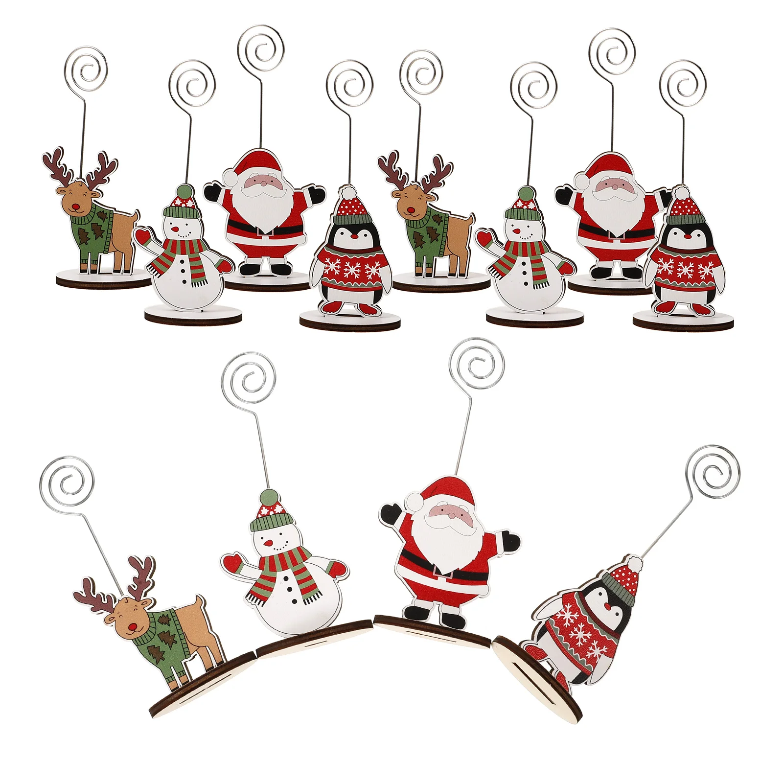 

12 Pcs Christmas Note Holder Memo Clip Photo Clips Gift Cards Digital Picture Cartoon Stand Wooden Bamboo Elder