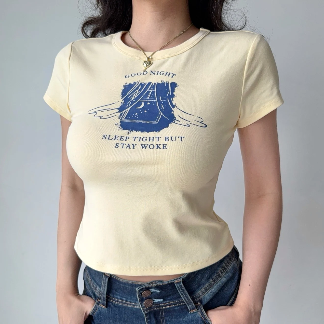 

Футболка женская Go Girl Go с американским ретро-принтом, коротким рукавом, облегающая, с круглым вырезом, укороченная, из смесового хлопка и полиэстера, в стиле Hot Girl