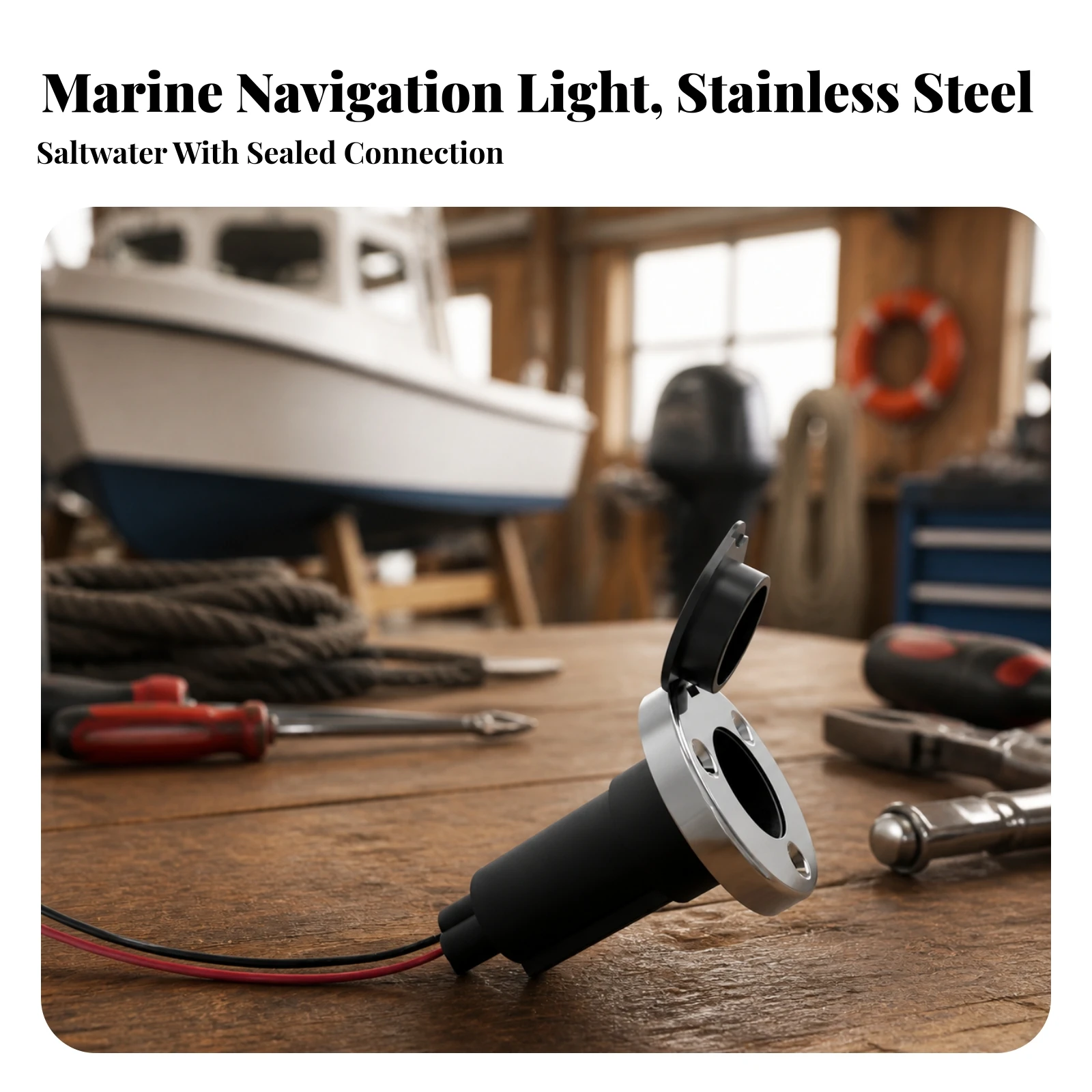 Navigation Light Base Dry Navigation Light Socket Socket with Guard Cap for Boat Owners, Boats, Yachts