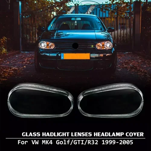 Imagen 1 del producto Cubierta de pantalla de faro de coche, lente de cristal, Kit de lentes de faro delantero de automóvil para VW Golf 4 MK4 GTI/R32 1999-2005