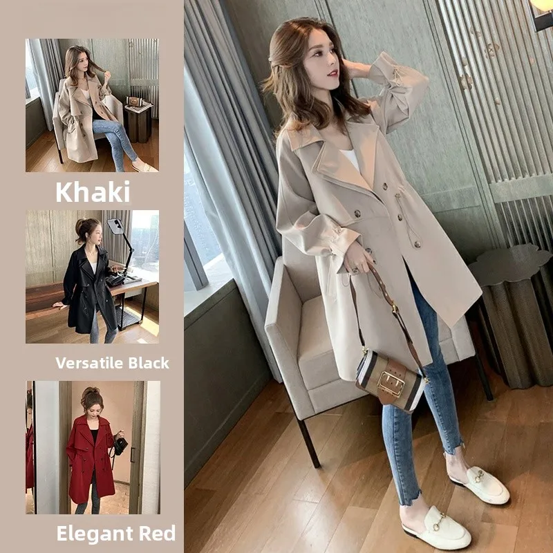 Khaki Color Women's Coat Spring Fashion 2026 New Autumn Winter Design High Level Short plus Size Medium Length Outerwear