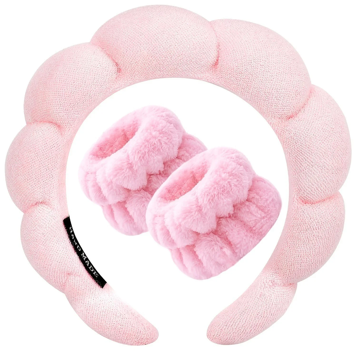 Fashion Microfiber Washing Wristbands Scrunchies Puffy Headband Spa Bubble Headband for Washing Face Makeup Shower Skincare