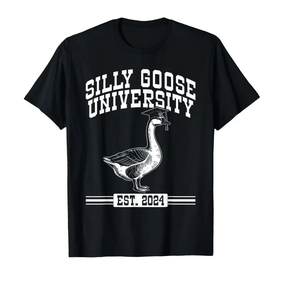 

Silly Goose University Est 2024 Funny Ironic Meme T-shirt For Men Women 100% Cotton T Shirts Short Sleeve Tops 0406-2