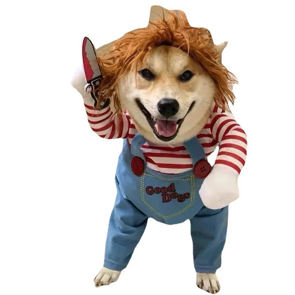 

Dog Halloween Cosplay Costume, Chucky Dog Costume, Deadly Doll Bloody Doll Funny Pet Apparel, Cosplay Clothes Scary Outfit