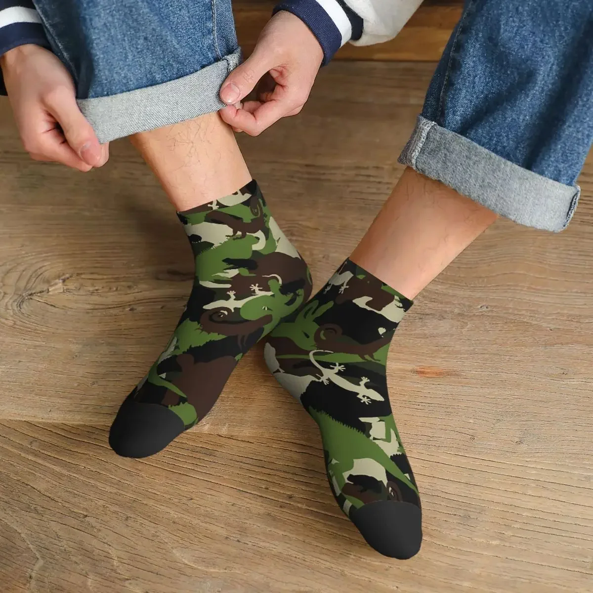 Herpecology-calcetines tobilleros de camuflaje para hombre y mujer, medias estampadas de verano