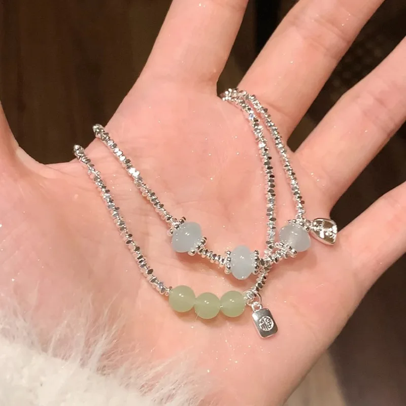 VENTFILLE-سوار ريترو للنساء ، 925 فضة ، أزرق فاتح ، اليشم ، مزاجه ، تنوعا ، هدية لفتاة ، محظوظ ، انخفاض الشحن