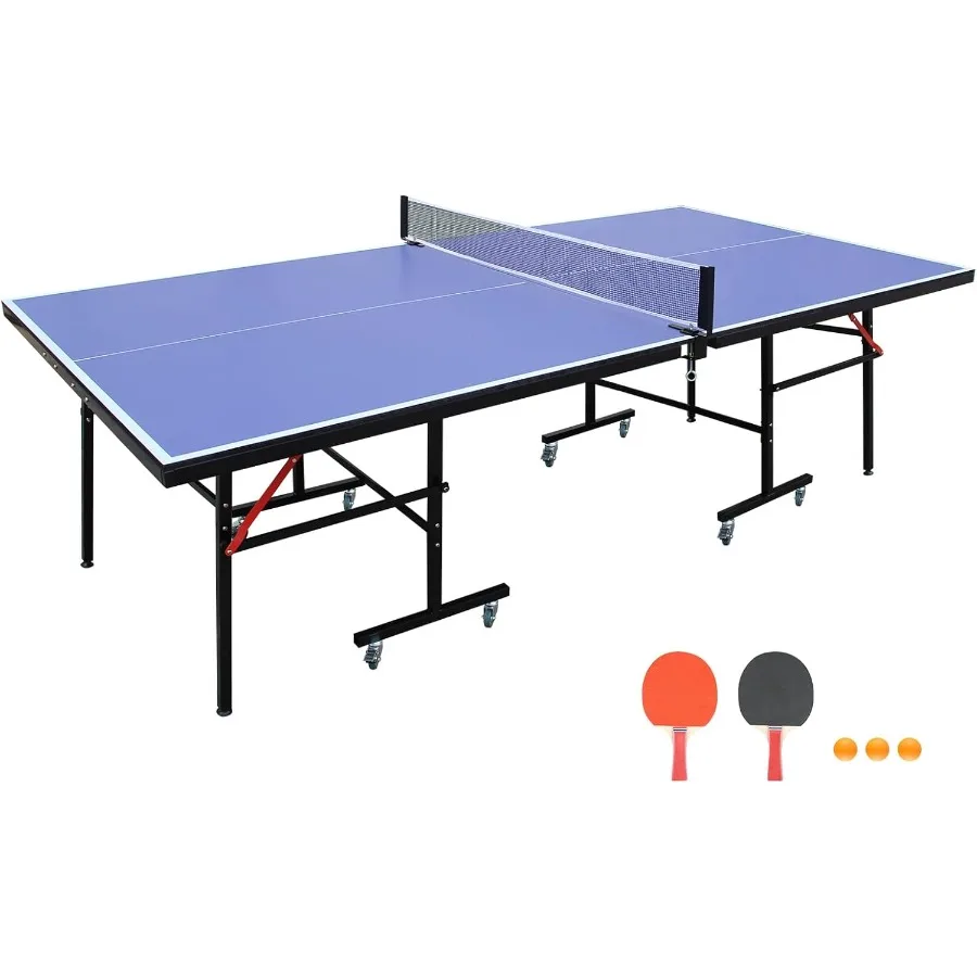 

Портативный домашний настольный теннисный стол 4,5-9 футов, складной с сеткой и стойками, 2 весла, 3 мяча черного и красного цвета