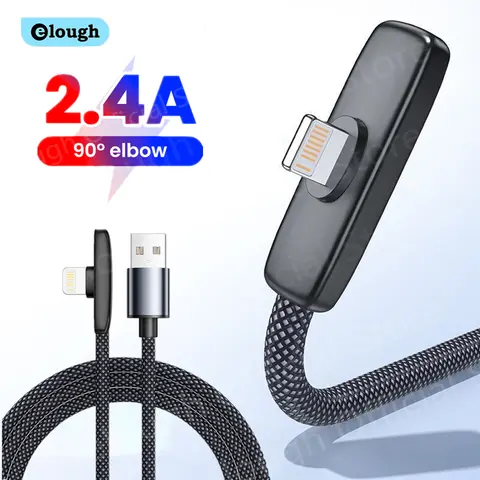 Cable ios Fast Charging Lightning 90° Degree Elbow USB A To Lightning Cable Fast Charging ios Phone Charge Wire For iPhone 14 13 12 11 USB To IOS Data Cord Line