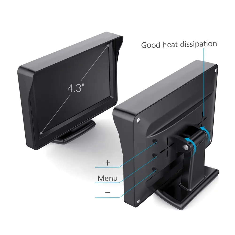 Misayaee HD 4.3 Inch TFT LCD Car Color Rear View Monitor Screen for Parking Backup Camera HD Full Color Wide Screen