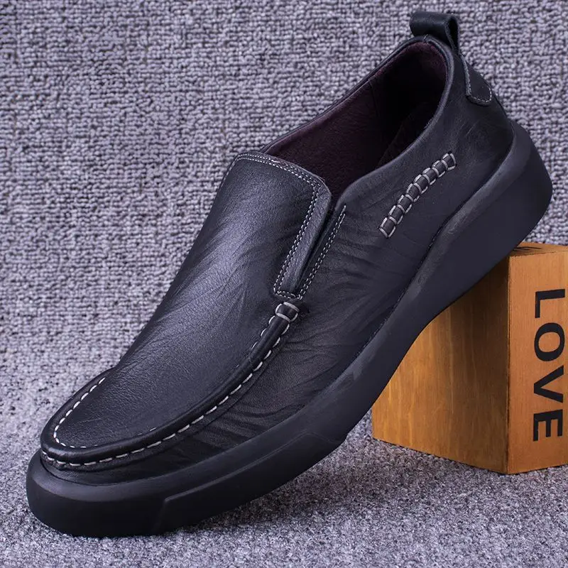 Head layer cowhide 37-45 plus size men's shoes, European and American genuine leather shoes, soft soled breathable casual shoes
