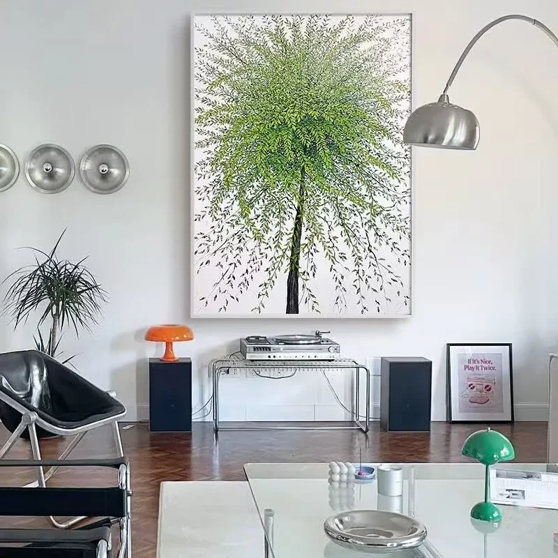 Canvas Hand Drawn Wall Decor,Big Tree Landscape Abstract Oil Painting，Living Room，Bedroom and Dining Room,Sofa Poster,No Fram