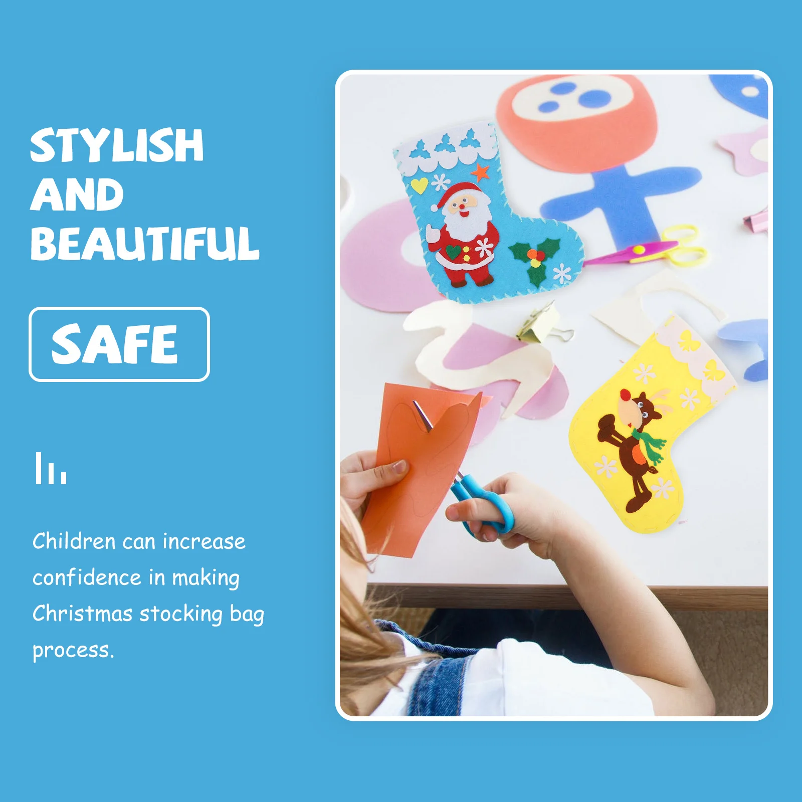 

10Sets Christmas Sock Bag DIY Craft Kit Non-Woven Fabric Handmade Stockings for Kids Educational Gift Home School Holiday