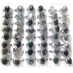 Wholesale 50PCS Mix Lot Grass Agate  x Natural Stone Rings Fashion Jewelry Lady's Ring
