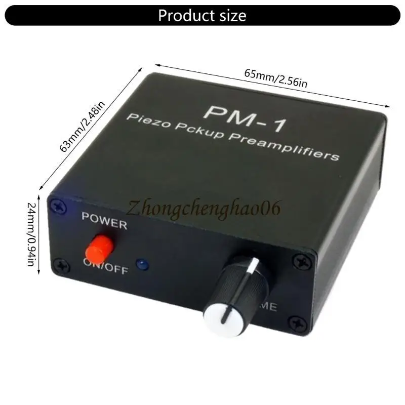 Piezo Pickup Preamplifier with Long Battery Service and Metal Housing Durability 601F
