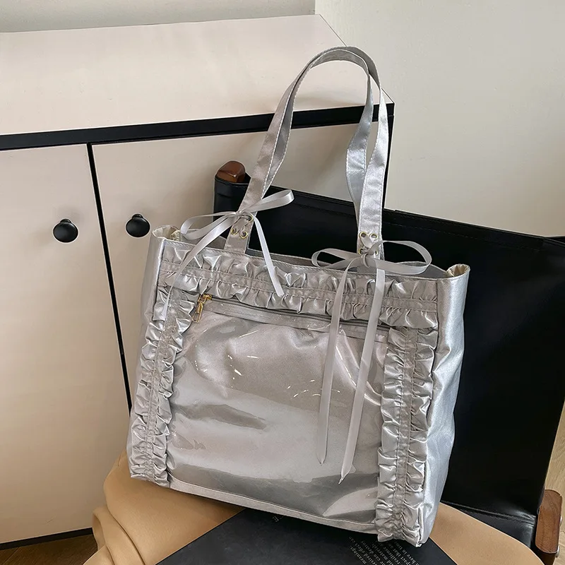 

Сумка-тоут с прозрачным окном, 2025 г., большая вместительная сумка Ita, сумка на плечо с дисплеем в стиле аниме, студенческая книга, кавайная переноска для куклы