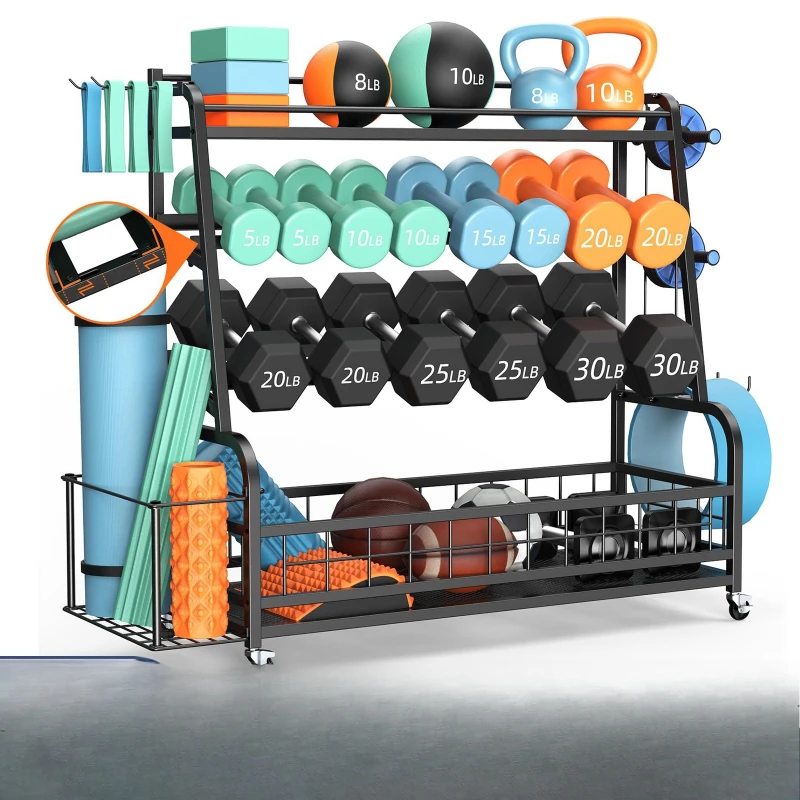 

Cross-border fitness equipment shelf, dumbbell yoga mat storage rack, multi-functional fitness equipment shelf
