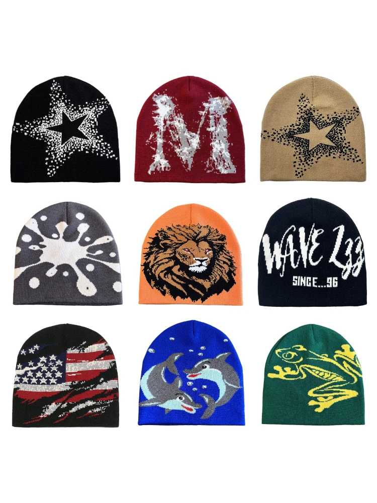 AliExpress JIMIHISI Star Pattern Knit Hat Jacquard Warm Beanies for Women Men Winter Autumn Outdoor Skullcap Skiing Hat Y2K Cold Hat Hip Hop Cycling