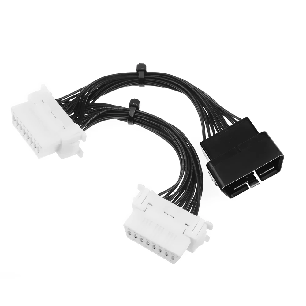 Suitable for OBD2 electronic cable with one to two extension cable, 0.15M OBD one to two adapter cable, OBD2 expansion cable