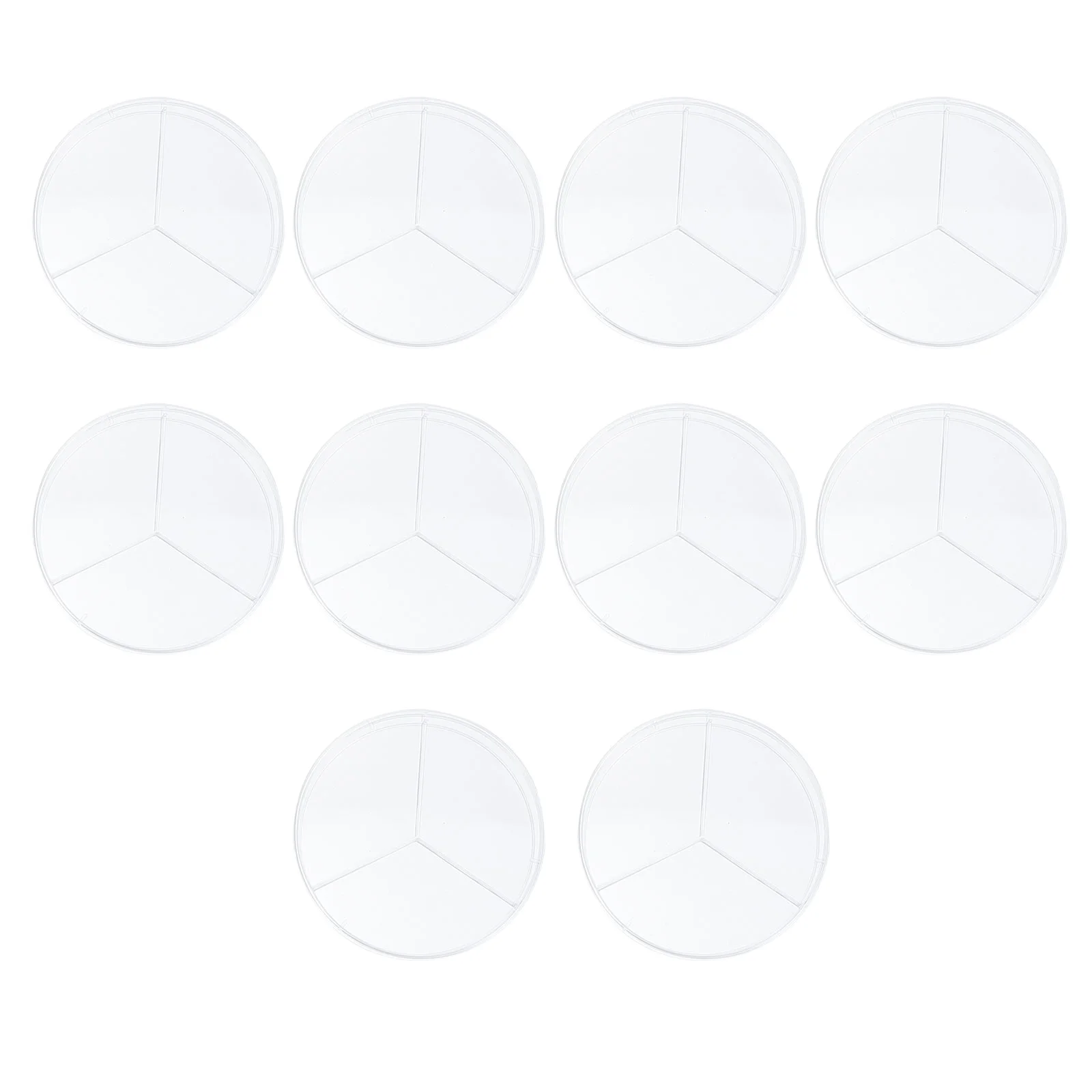 10 Pcs Cell Culture Dish Labs Petri with Lids Three Compartments Household Transparent Dishes Plastic Science