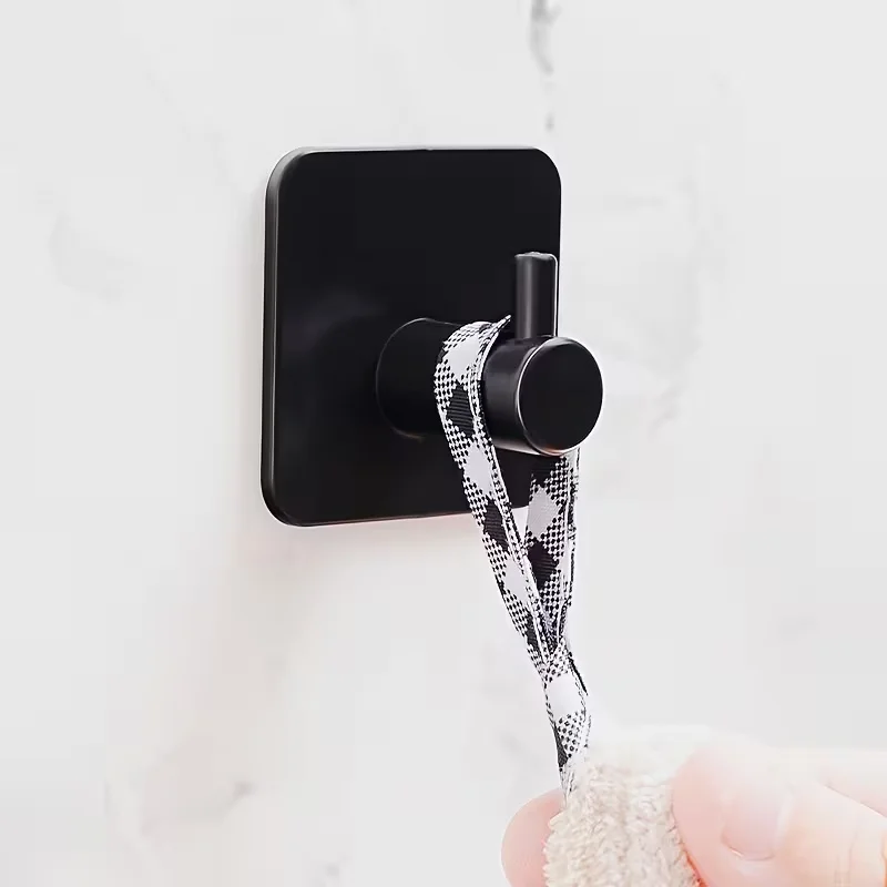 Self Adhesive Wall Hook, Matte Black No Drill Heavy Duty Sticky Hook, Waterproof Punch-free Hanger for Bathroom Towel KeyKitchen