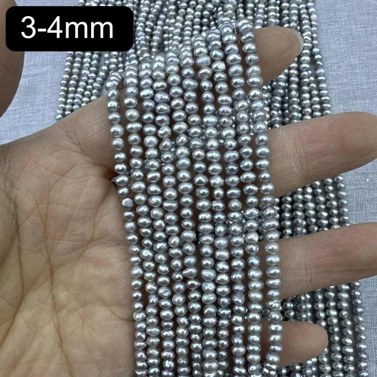 

3-4mm Irradiated Gray Natural Freshwater Pearl Flat Beads for Jewelry Making DIY Women Necklace Bracelet Accessory Semi-finished