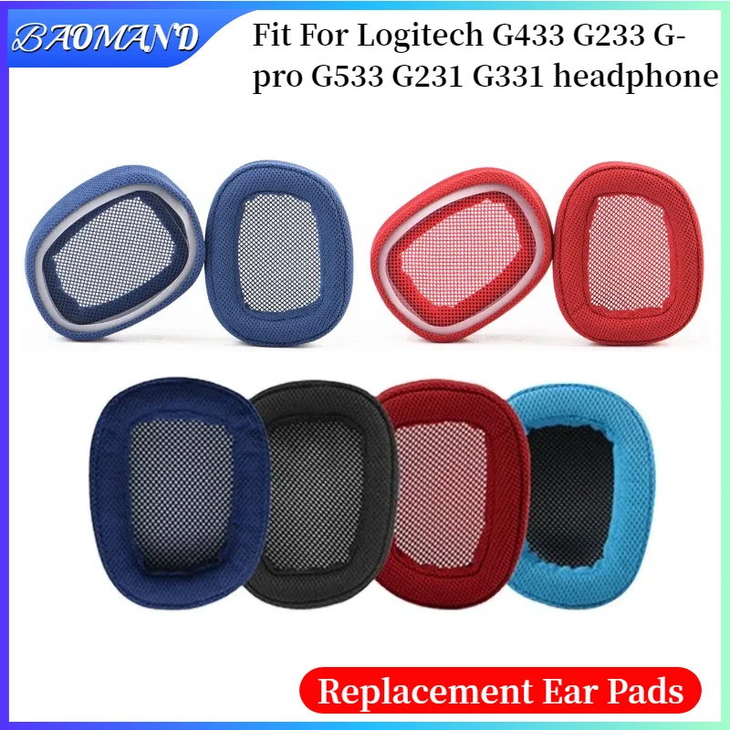 

For Logitech G433 G233 G-pro G533 G231 G331 Sponge Cover Breathable Leather Mesh Ear Cover Protective Cover Headset Replacement