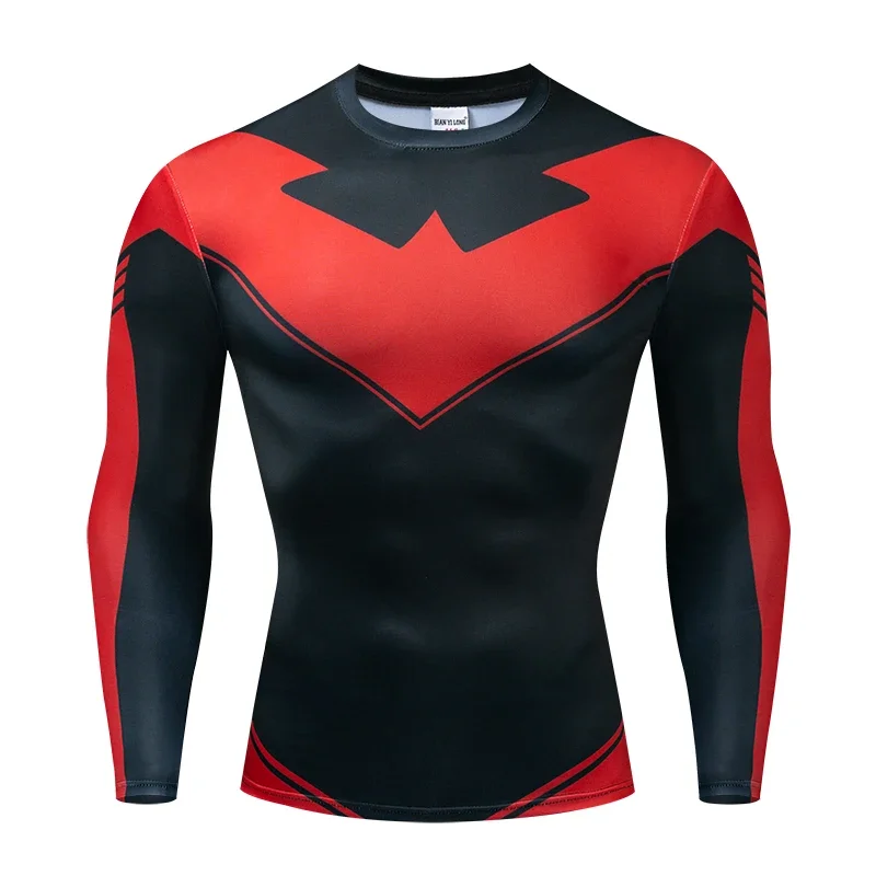 Kompressions-T-Shirts Sportbekleidung Gym Rash Guard Boxtraining Sport-Oberteile 3D Nightwing Herren T-Shirt Lauf-Schnelltrocknende Hemden für Männer – Detail 4